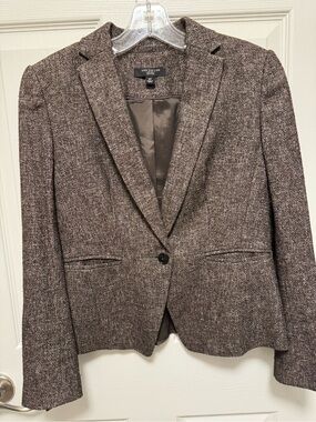 Ann Taylor Petite Speckled Brown Tweed Jacket